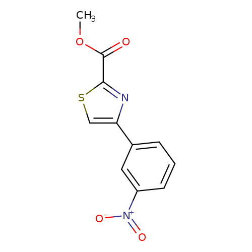 COC(=O)c1scc(n1)c1cccc(c1)[N+](=O)[O-]