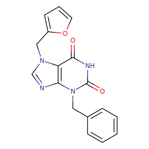 O=c1[nH]c(=O)c2c(n1Cc1ccccc1)ncn2Cc1ccco1