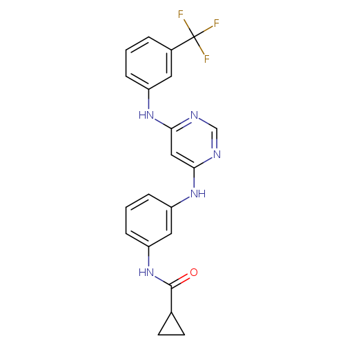 O=C(C1CC1)Nc1cccc(c1)Nc1ncnc(c1)Nc1cccc(c1)C(F)(F)F