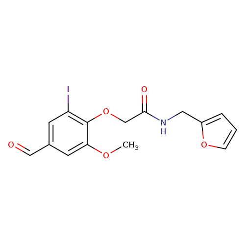 O=Cc1cc(I)c(c(c1)OC)OCC(=O)NCc1ccco1