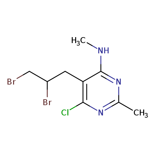 BrCC(Cc1c(Cl)nc(nc1NC)C)Br