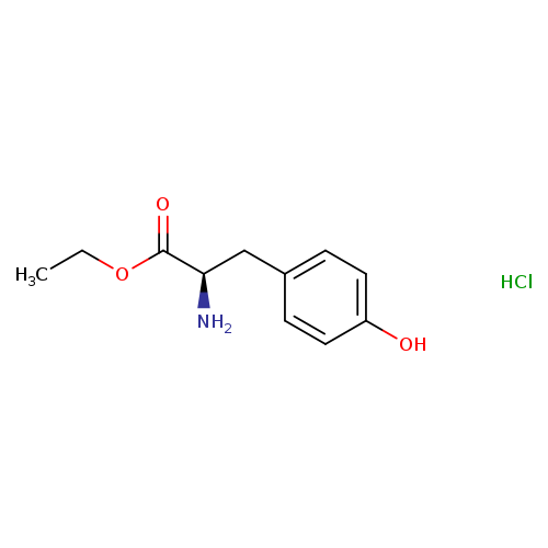 CCOC(=O)[C@@H](Cc1ccc(cc1)O)N.Cl