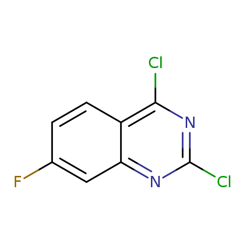 Fc1ccc2c(c1)nc(nc2Cl)Cl