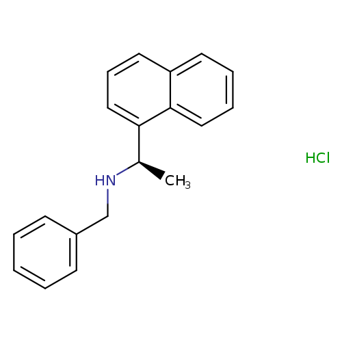 C[C@H](c1cccc2c1cccc2)NCc1ccccc1.Cl