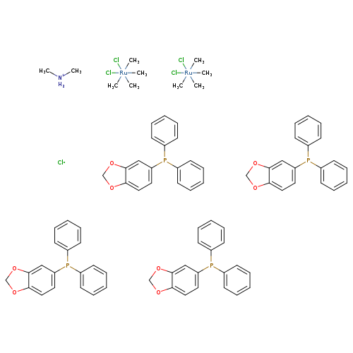 c1ccc(cc1)P(c1ccc2c(c1)OCO2)c1ccccc1.c1ccc(cc1)P(c1ccc2c(c1)OCO2)c1ccccc1.c1ccc(cc1)P(c1ccc2c(c1)OCO2)c1ccccc1.c1ccc(cc1)P(c1ccc2c(c1)OCO2)c1ccccc1.C[Ru](Cl)(Cl)(C)(C)C.C[Ru](Cl)(Cl)(C)(C)C.C[NH2+]C.[Cl]