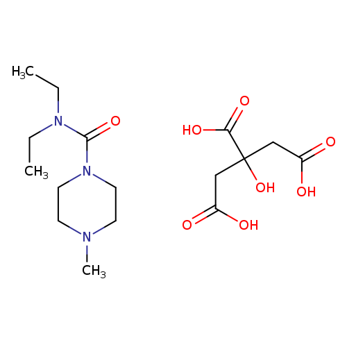 OC(=O)CC(C(=O)O)(CC(=O)O)O.CCN(C(=O)N1CCN(CC1)C)CC