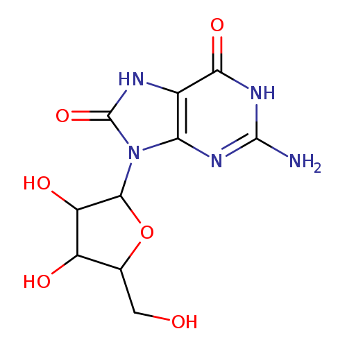 OCC1OC(C(C1O)O)n1c(=O)[nH]c2c1nc(N)[nH]c2=O