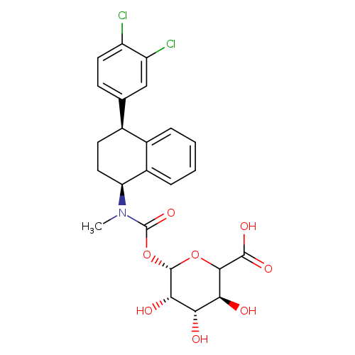 OC(=O)C1O[C@@H](OC(=O)N([C@H]2CC[C@H](c3c2cccc3)c2ccc(c(c2)Cl)Cl)C)[C@H]([C@H]([C@@H]1O)O)O