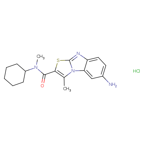 CN(C(=O)c1sc2n(c1C)c1c(n2)ccc(c1)N)C1CCCCC1.Cl