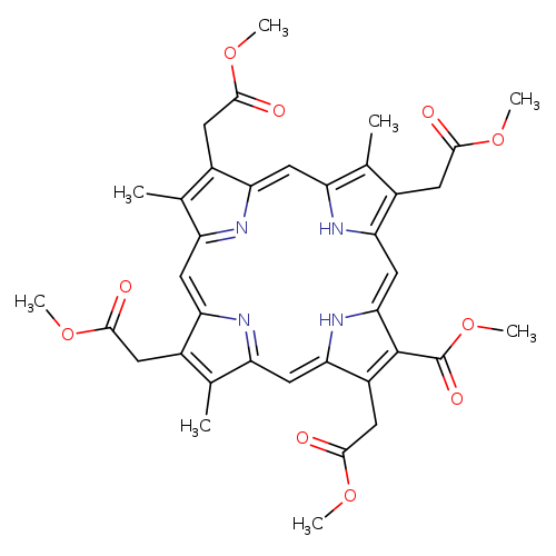 COC(=O)CC1=C(C)C2=NC1=Cc1[nH]c(c(c1C)CC(=O)OC)C=c1[nH]c(=CC3=NC(=C2)C(=C3C)CC(=O)OC)c(c1C(=O)OC)CC(=O)OC