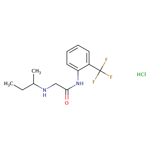 CCC(NCC(=O)Nc1ccccc1C(F)(F)F)C.Cl