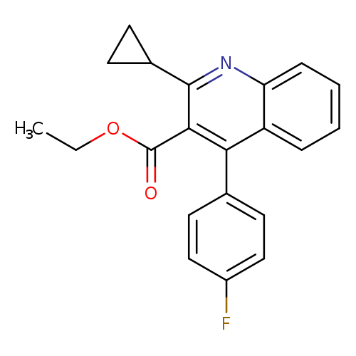 CCOC(=O)c1c(nc2c(c1c1ccc(cc1)F)cccc2)C1CC1