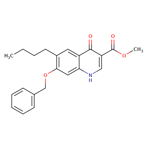 CCCCc1cc2c(cc1OCc1ccccc1)[nH]cc(c2=O)C(=O)OC