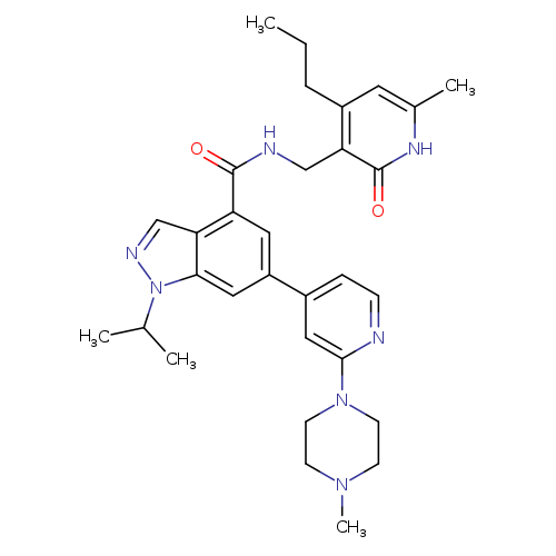 CCCc1cc(C)[nH]c(=O)c1CNC(=O)c1cc(cc2c1cnn2C(C)C)c1ccnc(c1)N1CCN(CC1)C