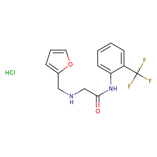 O=C(Nc1ccccc1C(F)(F)F)CNCc1ccco1.Cl