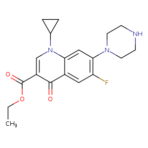 CCOC(=O)c1cn(C2CC2)c2c(c1=O)cc(c(c2)N1CCNCC1)F