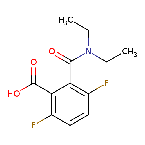 CCN(C(=O)c1c(F)ccc(c1C(=O)O)F)CC