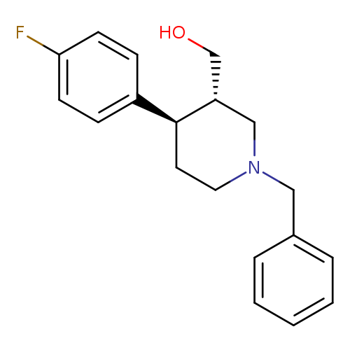 OC[C@@H]1CN(CC[C@H]1c1ccc(cc1)F)Cc1ccccc1