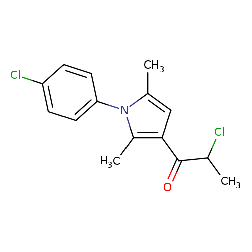 Clc1ccc(cc1)n1c(C)cc(c1C)C(=O)C(Cl)C