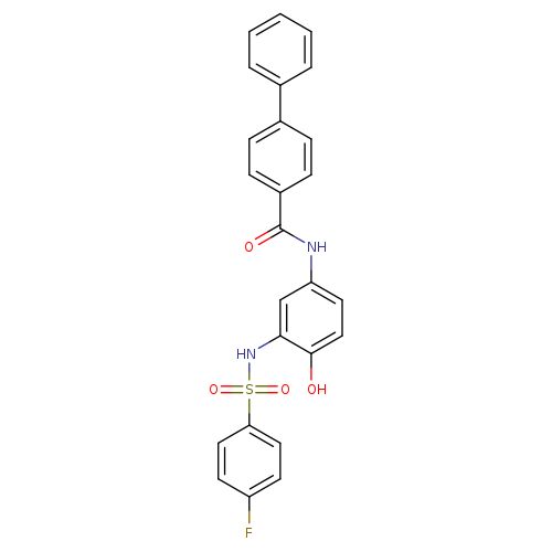 Fc1ccc(cc1)S(=O)(=O)Nc1cc(ccc1O)NC(=O)c1ccc(cc1)c1ccccc1
