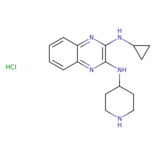 N1CCC(CC1)Nc1nc2ccccc2nc1NC1CC1.Cl