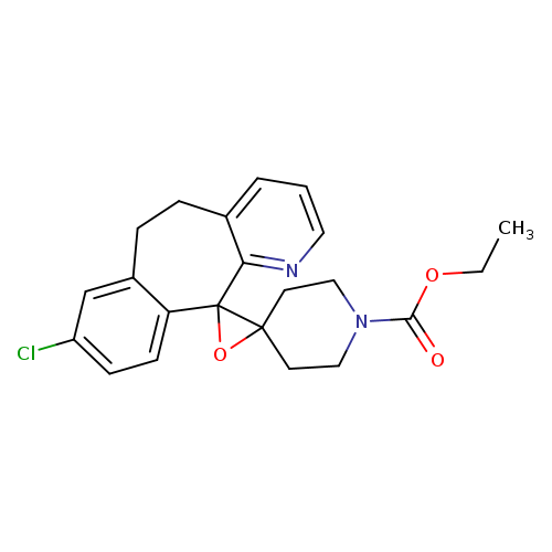 CCOC(=O)N1CCC2(CC1)OC12c2ccc(cc2CCc2c1nccc2)Cl