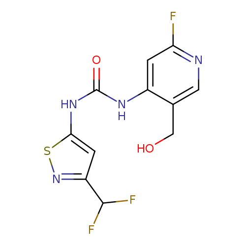 OCc1cnc(cc1NC(=O)Nc1snc(c1)C(F)F)F