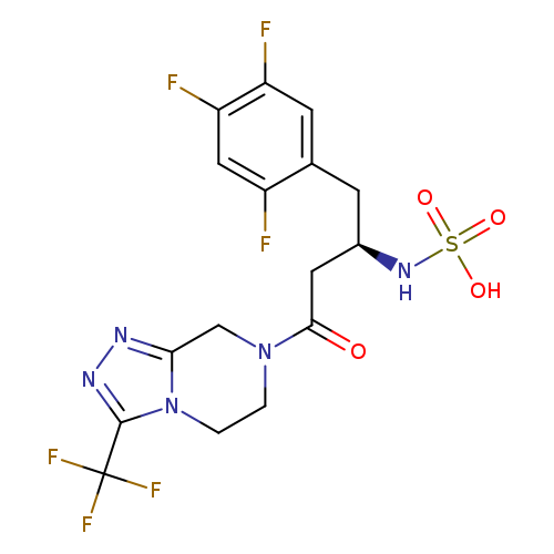 O=C(N1CCn2c(C1)nnc2C(F)(F)F)C[C@H](NS(=O)(=O)O)Cc1cc(F)c(cc1F)F