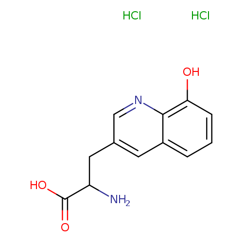 OC(=O)C(Cc1cnc2c(c1)cccc2O)N.Cl.Cl