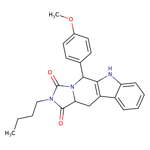 CCCCN1C(=O)N2C(C1=O)Cc1c(C2c2ccc(cc2)OC)[nH]c2c1cccc2