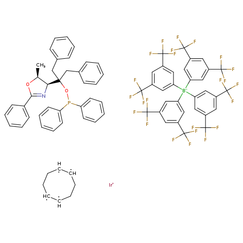 C1[CH][CH]CC[CH][CH]C1.FC(c1cc(cc(c1)C(F)(F)F)[B-](c1cc(cc(c1)C(F)(F)F)C(F)(F)F)(c1cc(cc(c1)C(F)(F)F)C(F)(F)F)c1cc(cc(c1)C(F)(F)F)C(F)(F)F)(F)F.C[C@@H]1OC(=N[C@@H]1C(OP(c1ccccc1)c1ccccc1)(Cc1ccccc1)Cc1ccccc1)c1ccccc1.[Ir+]