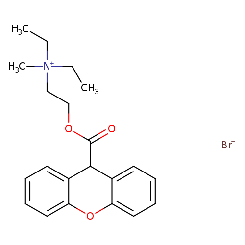 CC[N+](CCOC(=O)C1c2ccccc2Oc2c1cccc2)(CC)C.[Br-]