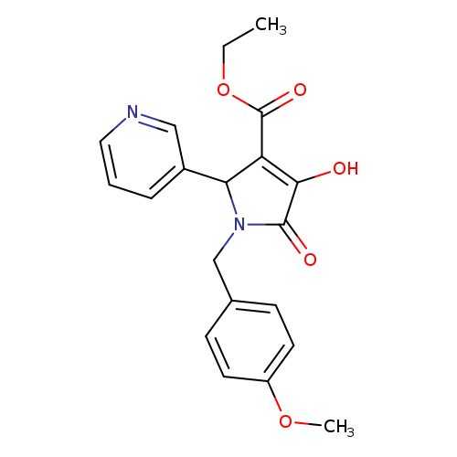 CCOC(=O)C1=C(O)C(=O)N(C1c1cccnc1)Cc1ccc(cc1)OC