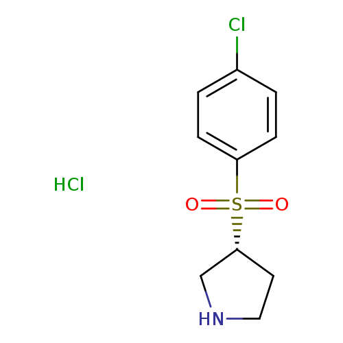 Clc1ccc(cc1)S(=O)(=O)[C@H]1CNCC1.Cl