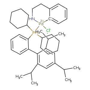 CC(c1cc(cc(c1c1ccccc1P([Pd+2]1([Cl-])NCCC2=CC=CC=[C-]12)(C1CCCCC1)C1CCCCC1)C(C)C)C(C)C)C