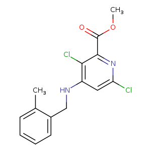 COC(=O)c1nc(Cl)cc(c1Cl)NCc1ccccc1C