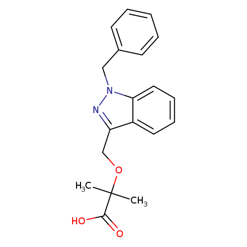 OC(=O)C(OCc1nn(c2c1cccc2)Cc1ccccc1)(C)C