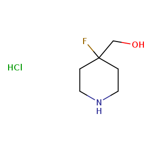 OCC1(F)CCNCC1.Cl
