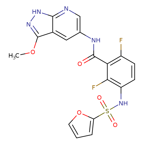 COc1n[nH]c2c1cc(cn2)NC(=O)c1c(F)ccc(c1F)NS(=O)(=O)c1ccco1