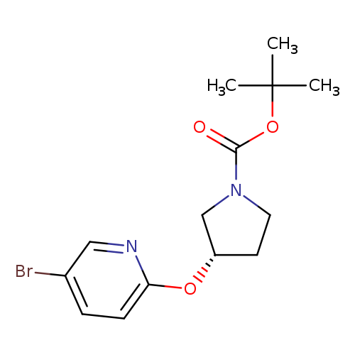 Brc1ccc(nc1)O[C@H]1CCN(C1)C(=O)OC(C)(C)C