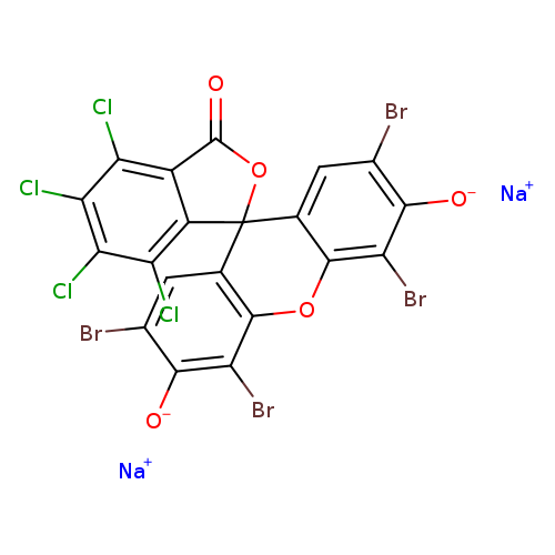 [O-]c1c(Br)cc2c(c1Br)Oc1c(C32OC(=O)c2c3c(Cl)c(Cl)c(c2Cl)Cl)cc(c(c1Br)[O-])Br.[Na+].[Na+]