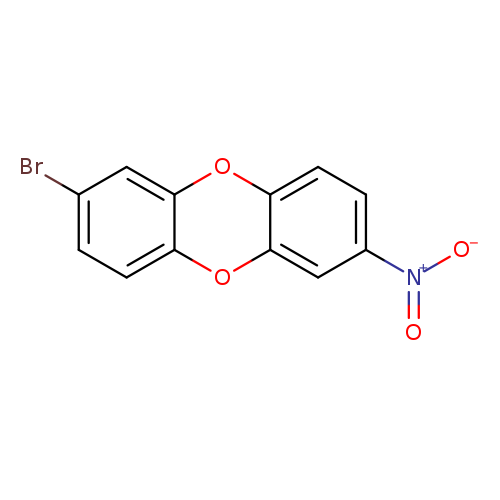 Brc1ccc2c(c1)Oc1c(O2)cc(cc1)[N+](=O)[O-]