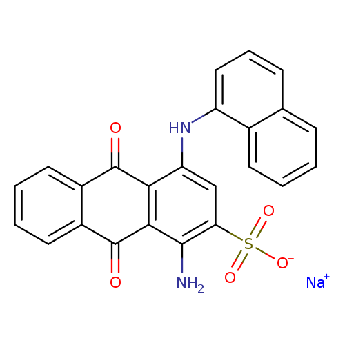 O=C1c2ccccc2C(=O)c2c1c(N)c(cc2Nc1cccc2c1cccc2)S(=O)(=O)[O-].[Na+]