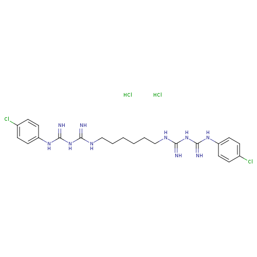 N=C(NC(=N)Nc1ccc(cc1)Cl)NCCCCCCNC(=N)NC(=N)Nc1ccc(cc1)Cl.Cl.Cl