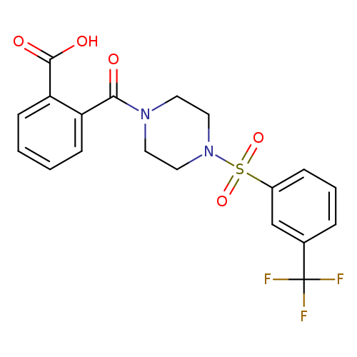 O=C(c1ccccc1C(=O)O)N1CCN(CC1)S(=O)(=O)c1cccc(c1)C(F)(F)F