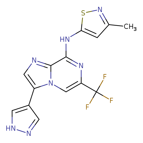 Cc1nsc(c1)Nc1nc(cn2c1ncc2c1c[nH]nc1)C(F)(F)F