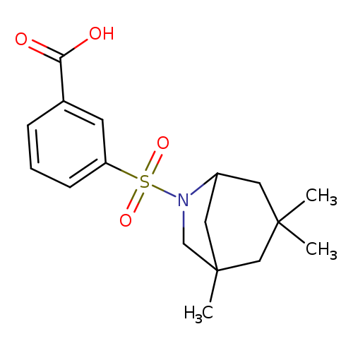 OC(=O)c1cccc(c1)S(=O)(=O)N1CC2(CC1CC(C2)(C)C)C