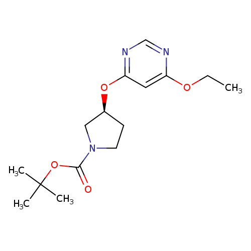 CCOc1ncnc(c1)O[C@H]1CCN(C1)C(=O)OC(C)(C)C