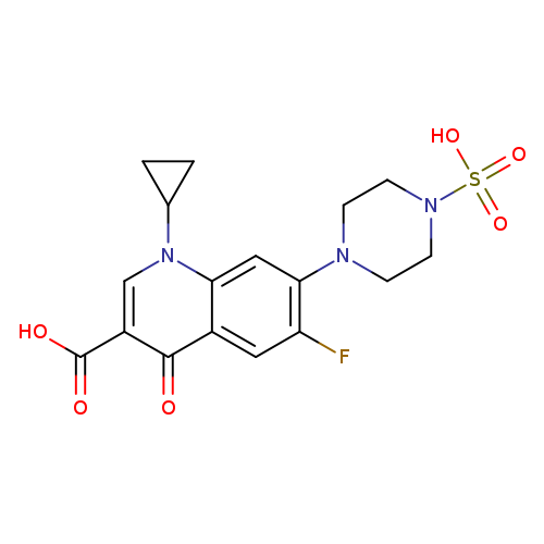 Fc1cc2c(cc1N1CCN(CC1)S(=O)(=O)O)n(cc(c2=O)C(=O)O)C1CC1
