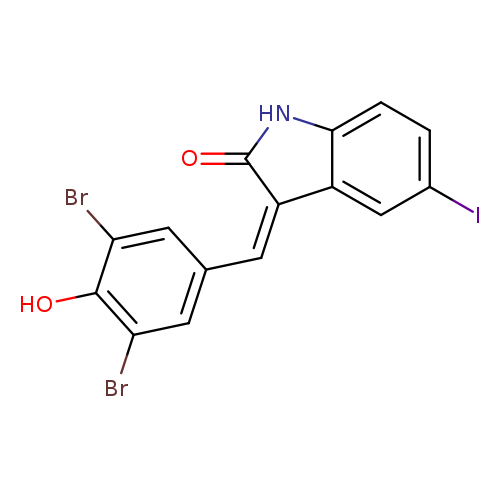 Ic1ccc2c(c1)/C(=C/c1cc(Br)c(c(c1)Br)O)/C(=O)N2